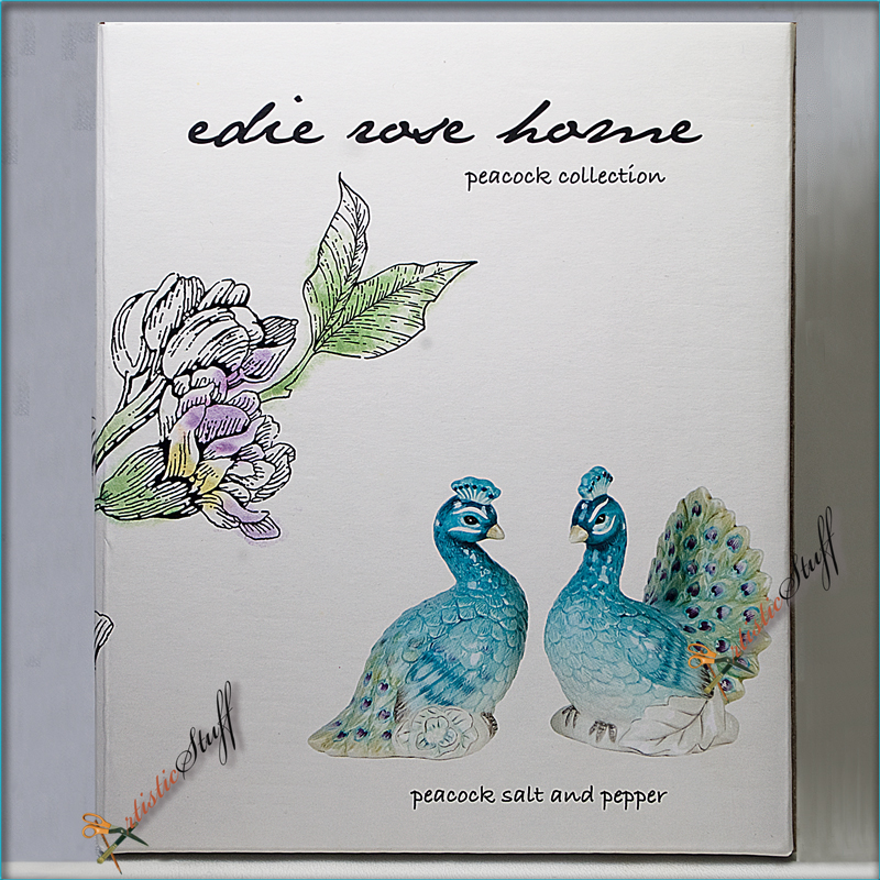 EDIE ROSE HOME PEACOCK COLLECTION SALT AND PEPPER SHAKER Dimensions 4.
