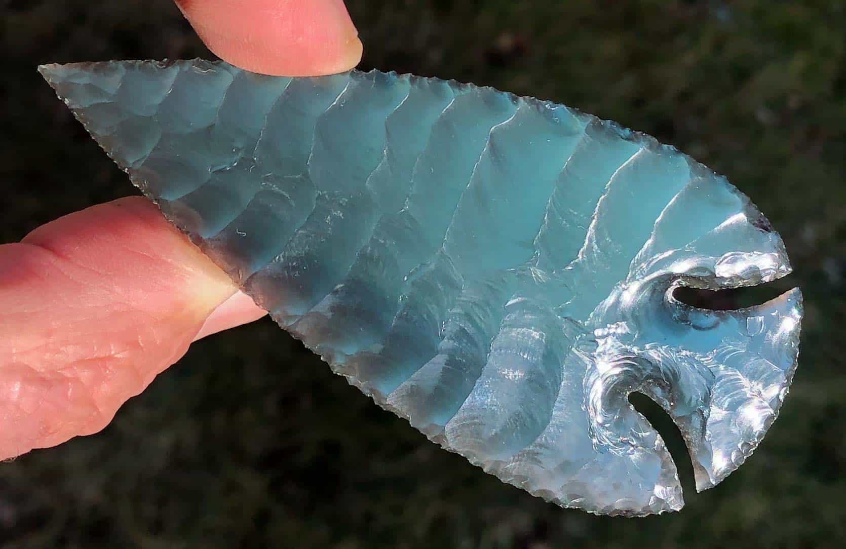 Screamer Blue Sheen Obsidian Spear Point Art of Ishi