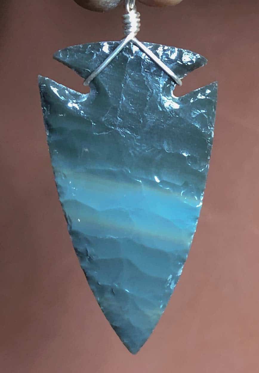 Burns Green Obsidian Arrowhead Necklace Art of Ishi