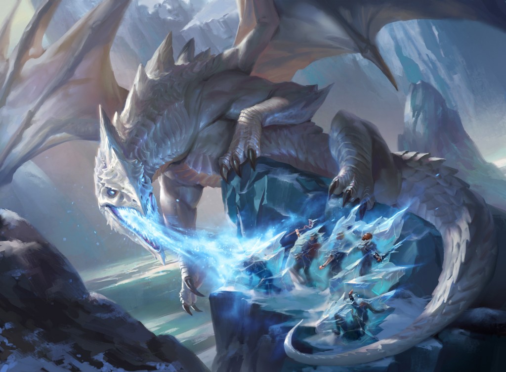 fantasy art white dragon