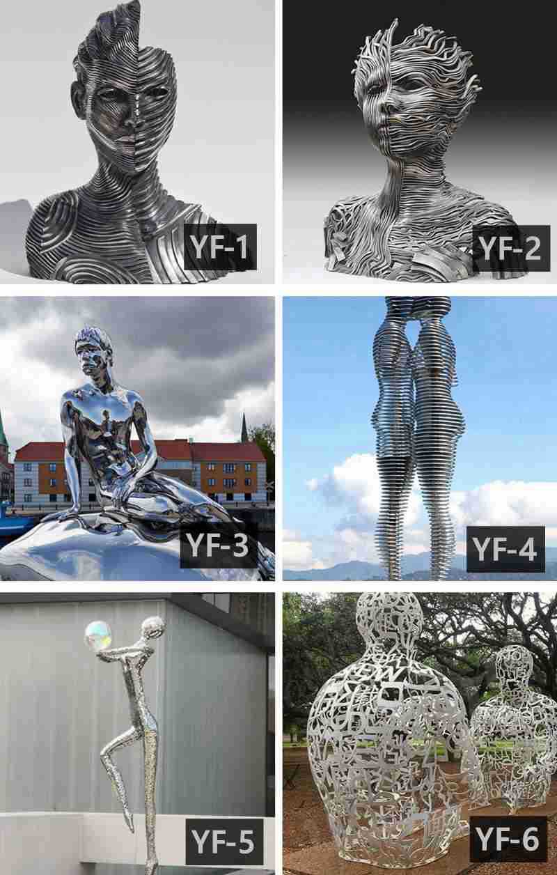 Custom Metal Abstract Stainless Steel Ribbon Figure Sculpture for Sale