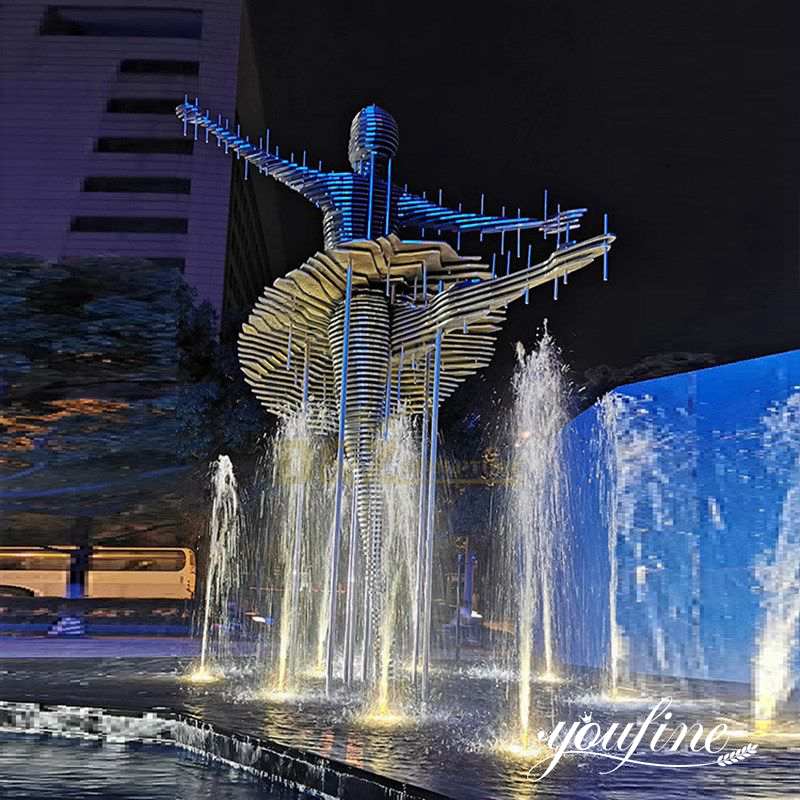 Giant Metal Sculpture Water Fountain Dancing Lady Plaza Decor for Sale