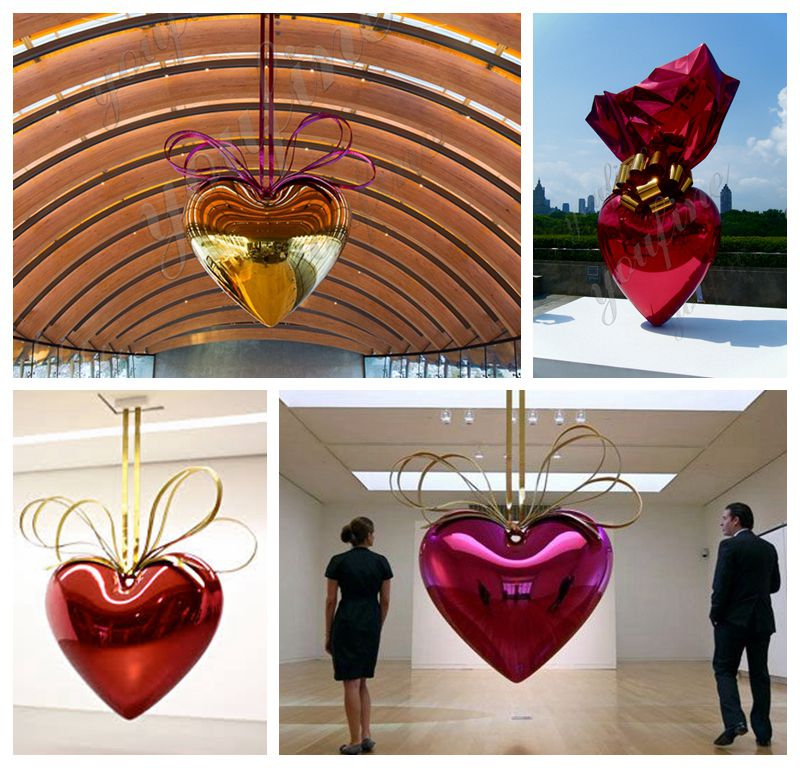 Large abstract metal sculpture Jeff Koons hanging heart You Fine Art