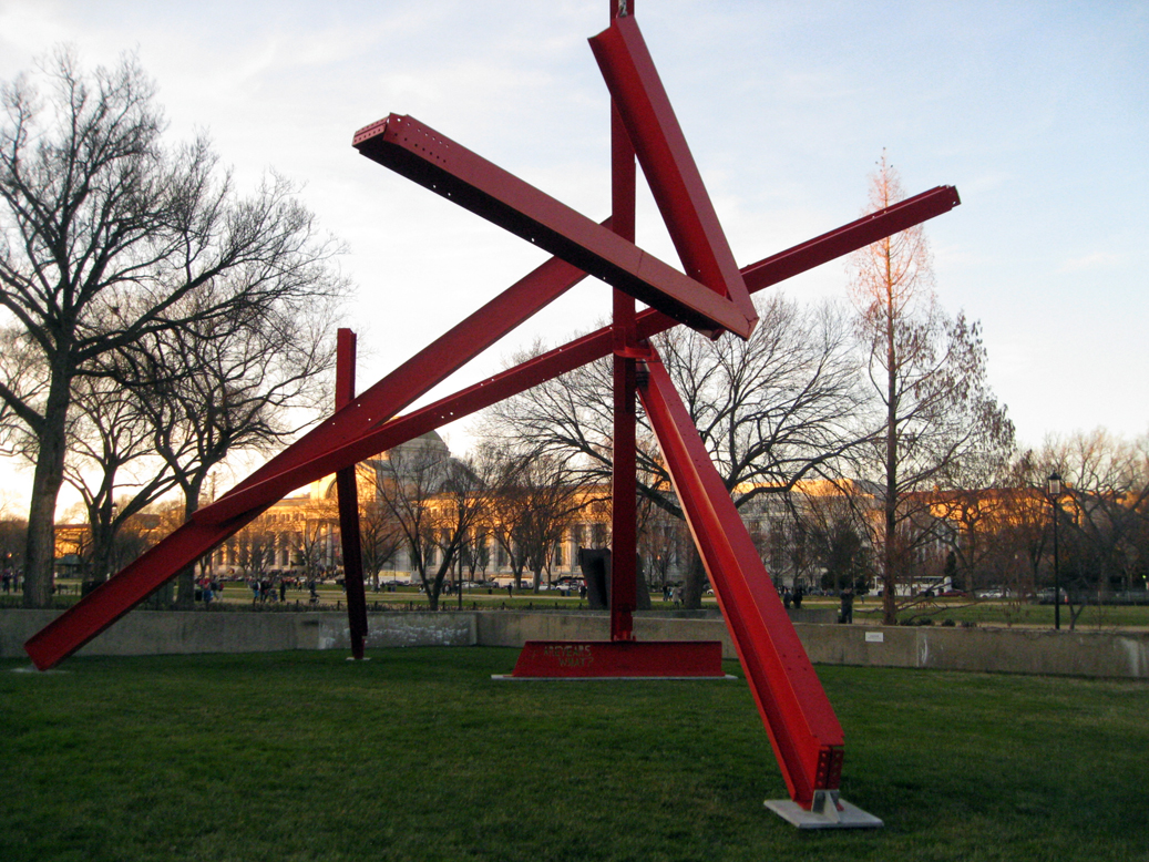 Red Sculpture by Mark di Suvero Makes Steel Beams Appear Almost