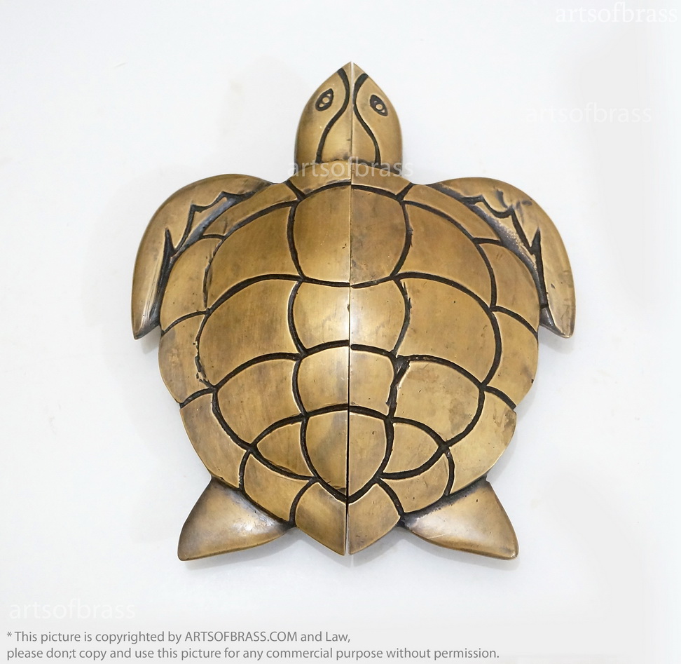 5 70 Big Vintage Baby Turtles Handle Cabinet Solid Brass Knob