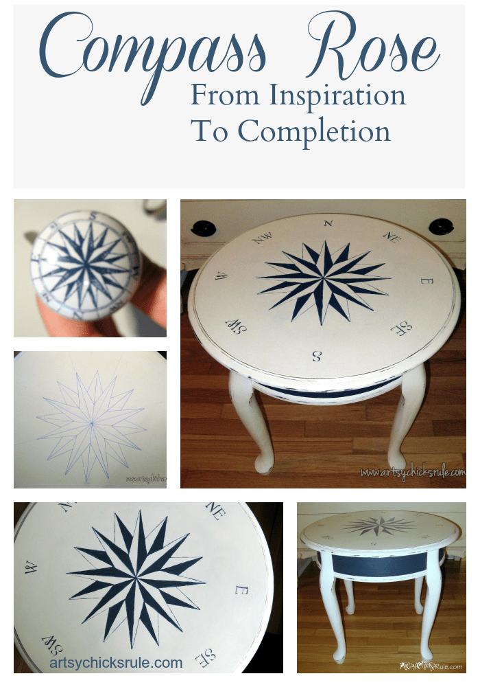 Hand Painted Compass Rose Tables (Annie Sloan Chalk Paint) Artsy Chicks Rule®