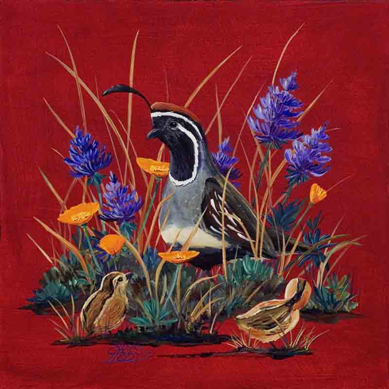 Spring Quail by Susan Libby Accent & Decor Tile SLA028AT Artwork On