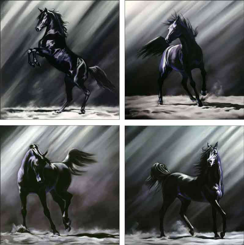 Black Horse Collection by Kim McElroy Ceramic Accent & Decor Tile Set