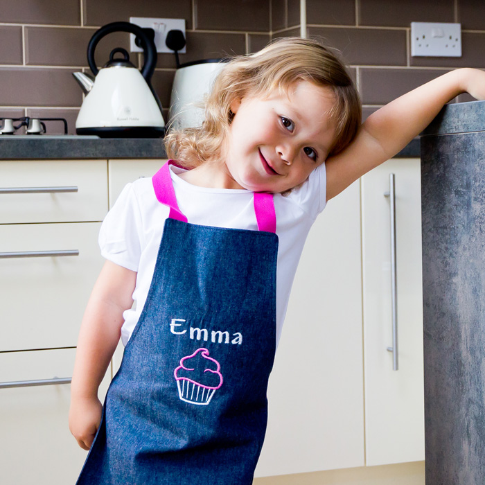 Girls Personalised Kids Apron Arty apple