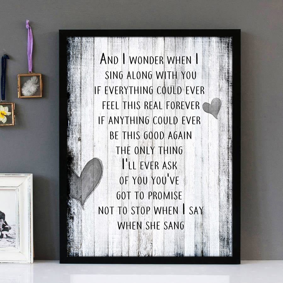 "Everlong" Foo Fighters Framed Lyrics Wall Art