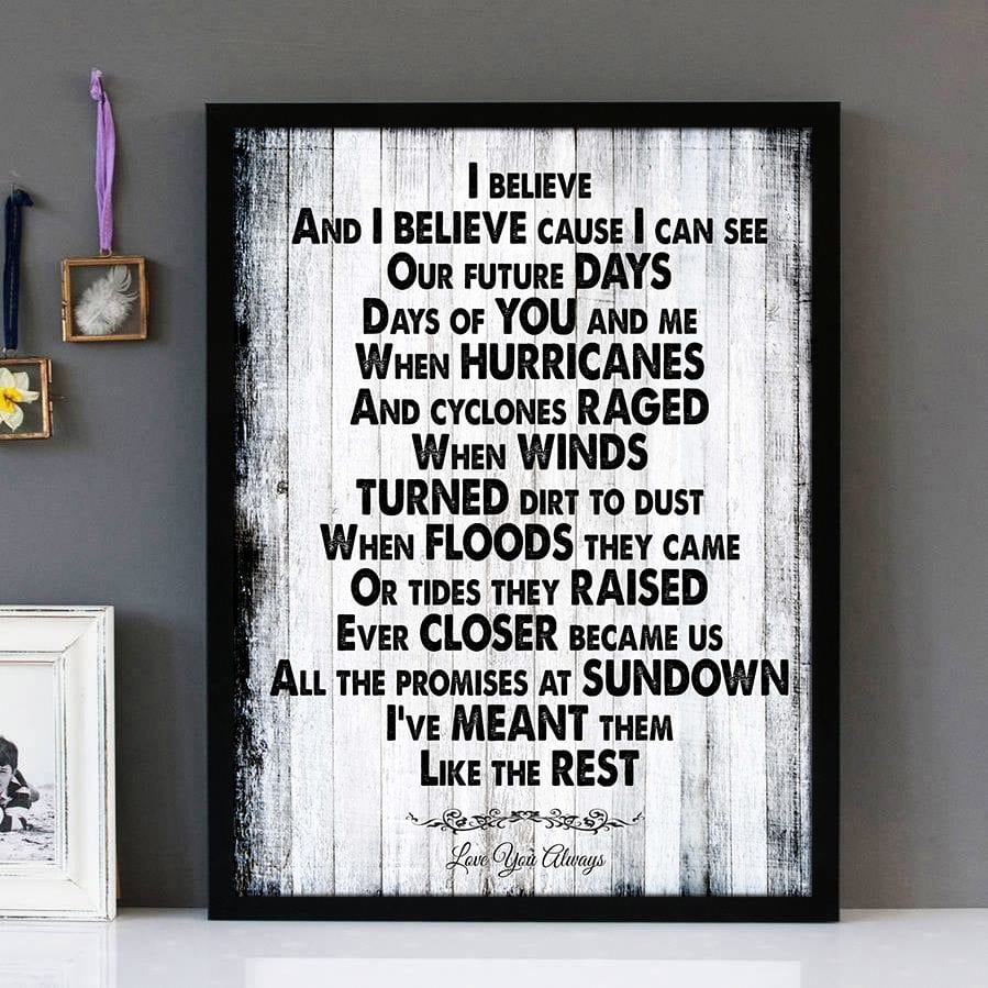 "Future Days" Pearl Jam Framed Lyrics Wall Art
