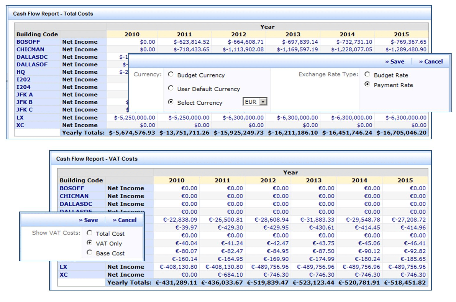 Enhanced Global Feature Set for ARCHIBUS Real Estate Portfolio