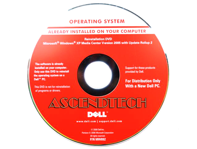 GR343 0GR343 MW892 Dell GR343 Xp Media Center Recovery Dvd