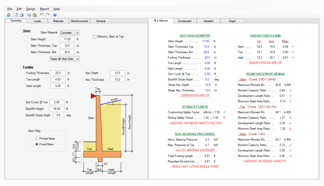 Cantilever Pile Supported Retaining Wall Design Software ASDIP