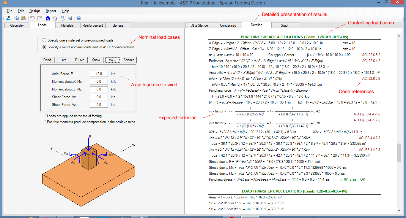 Spread Footing RealLife Design Example Using ASDIP FOUNDATION