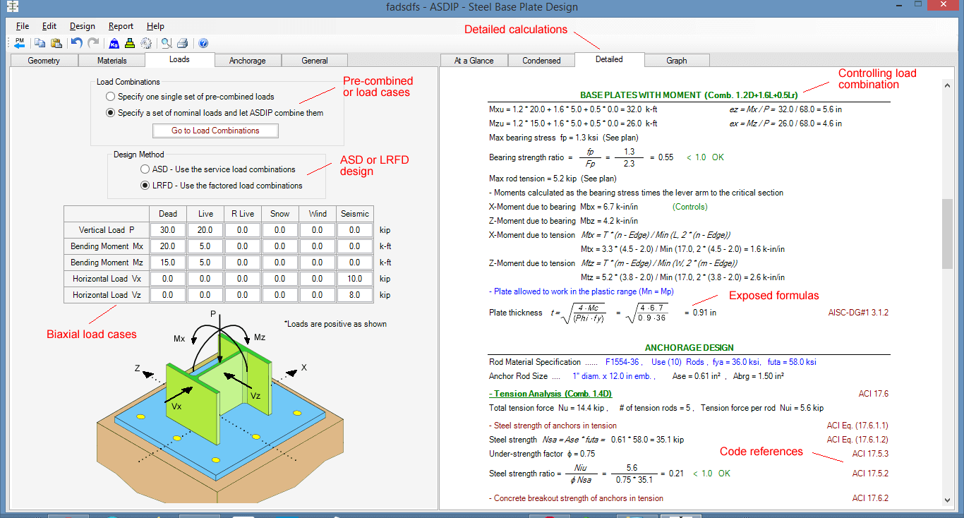 How to Design Biaxial Base Plates with ASDIP STEEL ASDIP Software