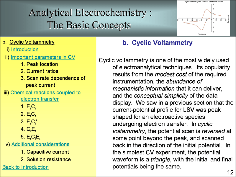 Analytical electrochemistry, basic concepts