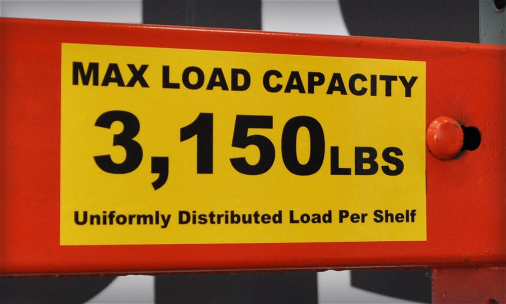 Weight Capacity Labels for Shelving and Pallet Racks