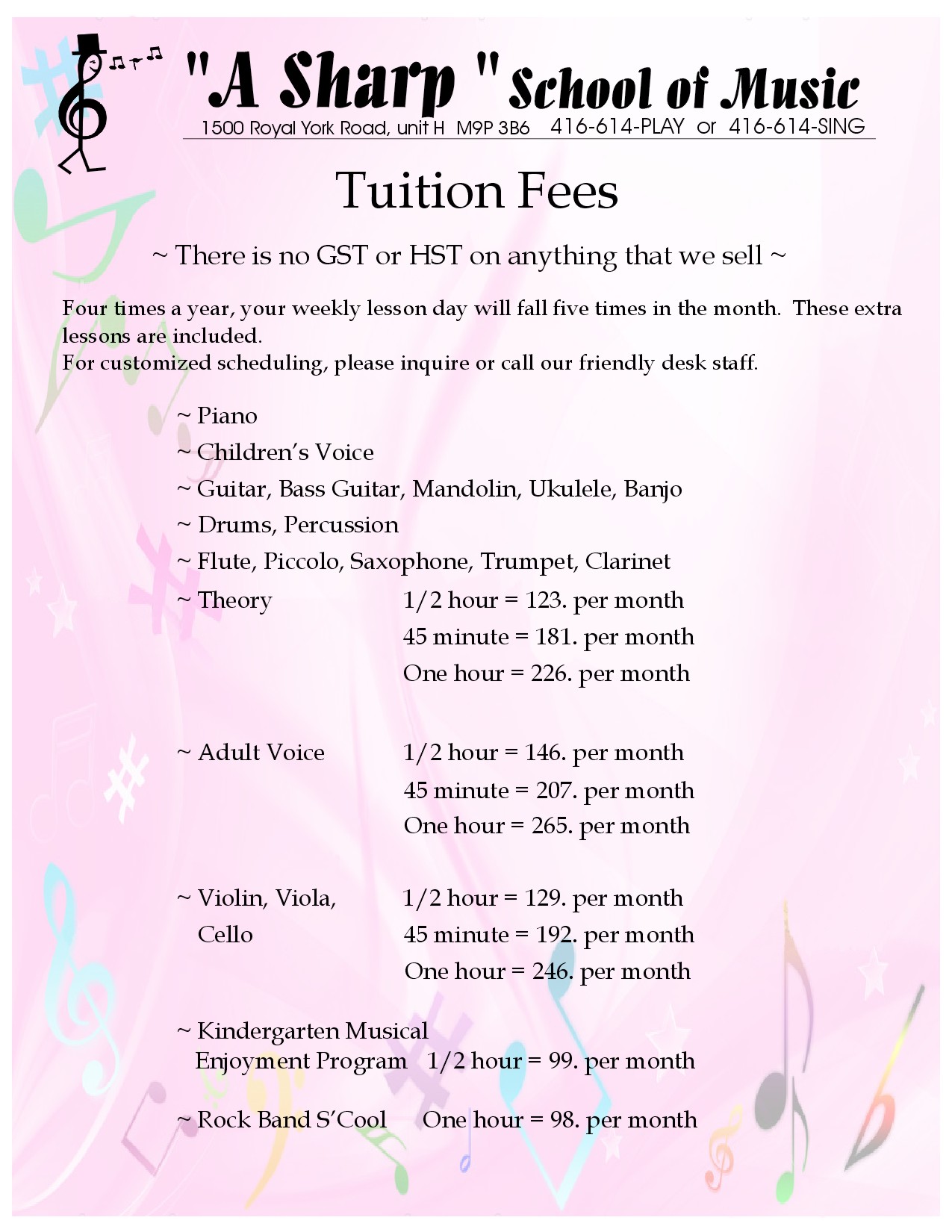 A Sharp School of Music Tuition Fees Etobicoke