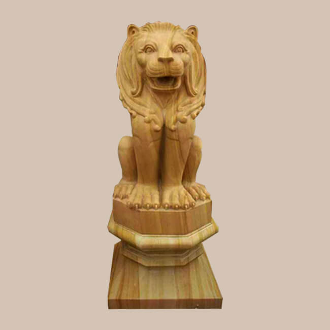 Lion Statue with Pedestal AsianStoneCraftStudio