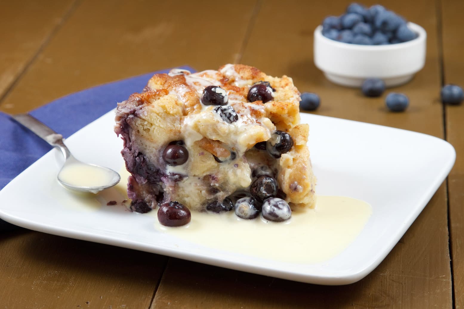 Blueberry Bread Pudding with Creme Anglaise Chef Dennis