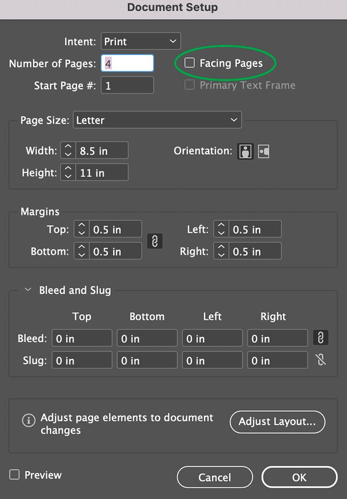 InDesign Single Pages vs. Facing Pages ASK Design Blog