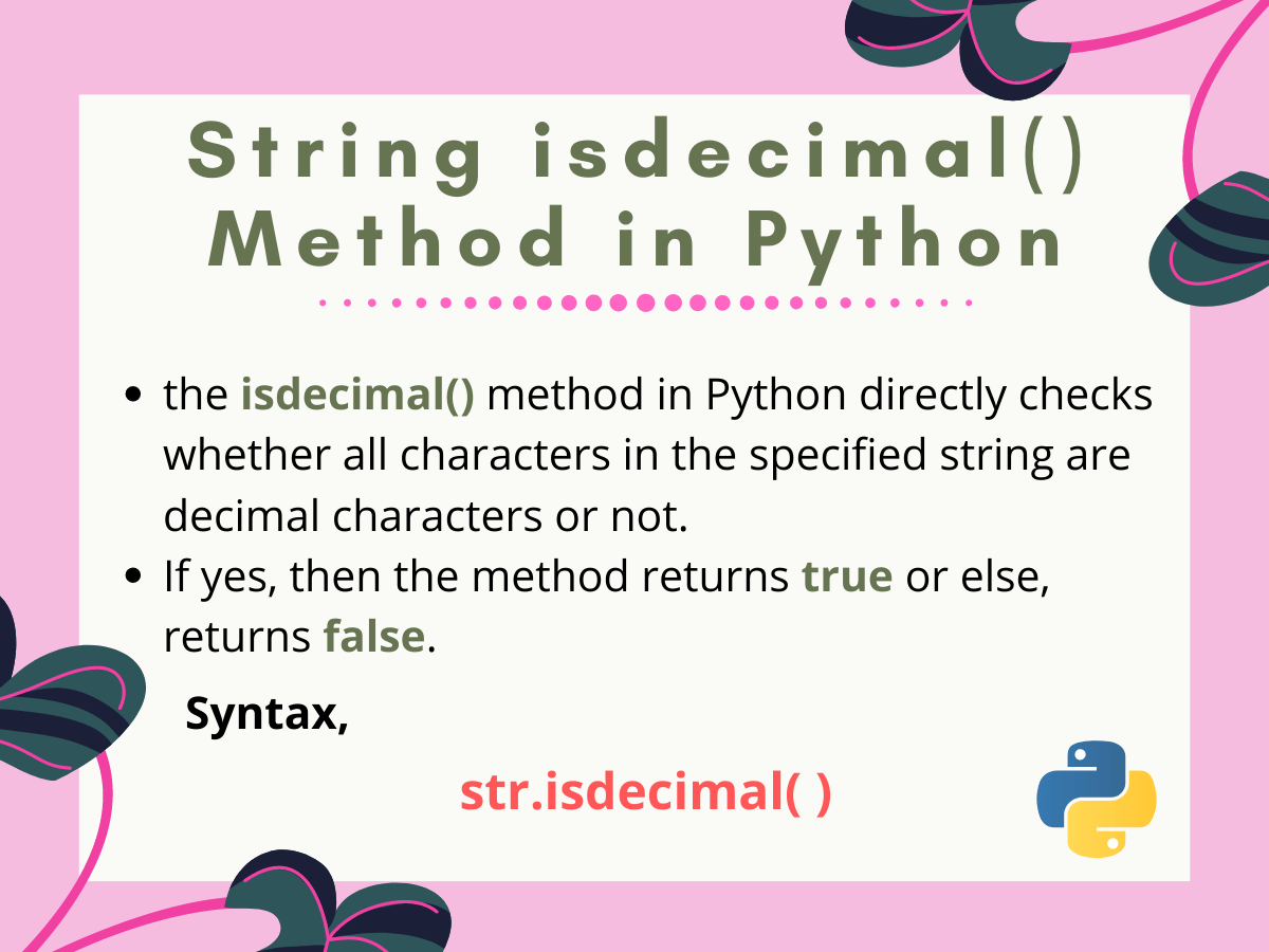 The Python isdecimal() Method AskPython