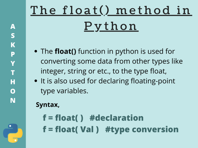 The Python float() Method AskPython