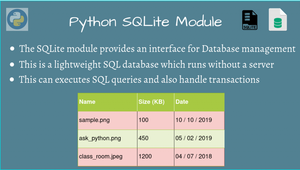 Python SQLite Module AskPython