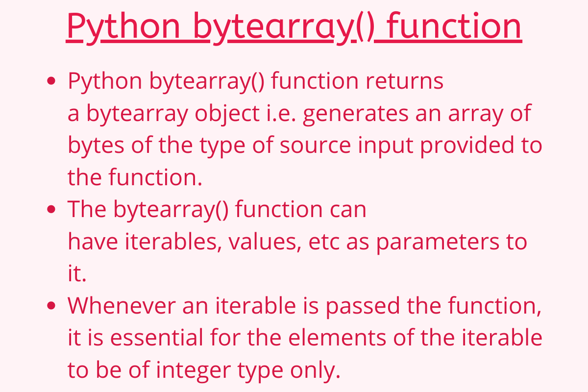Python bytearray() function AskPython