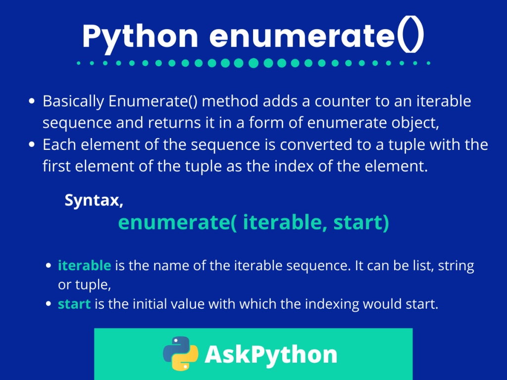 Understanding the Python enumerate() Method AskPython