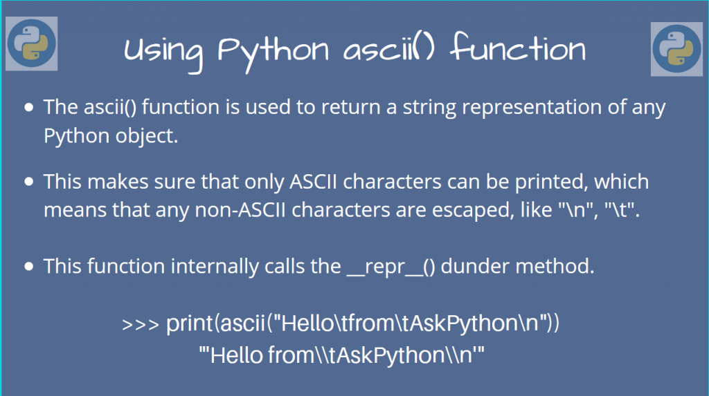Use ascii in python