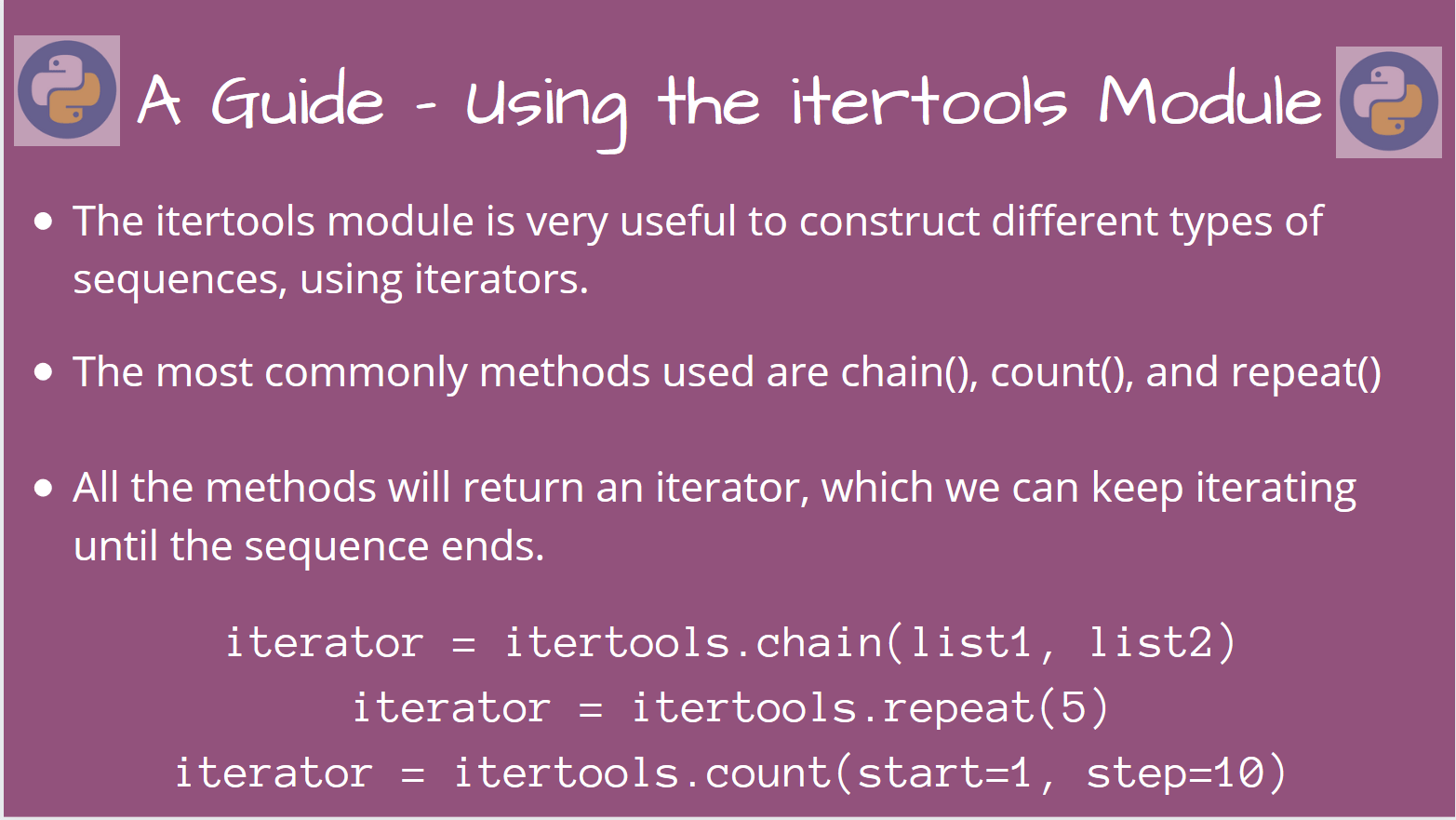 A Guide to using Python Itertools Module AskPython