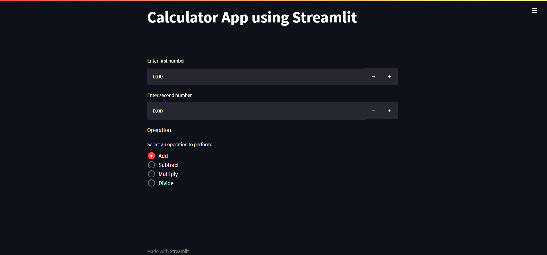 Calculator App using Streamlit Easy StepbyStep Method AskPython