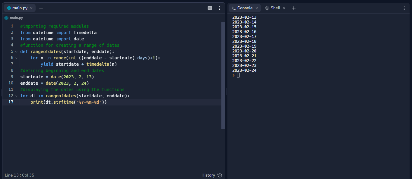 Creating a range of dates in Python using datetime AskPython