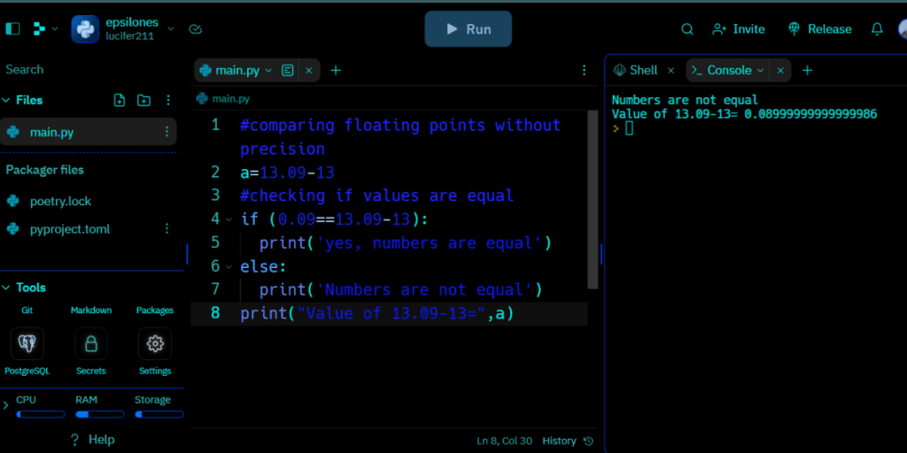 Comparison of Values Using Epsilon in Python AskPython