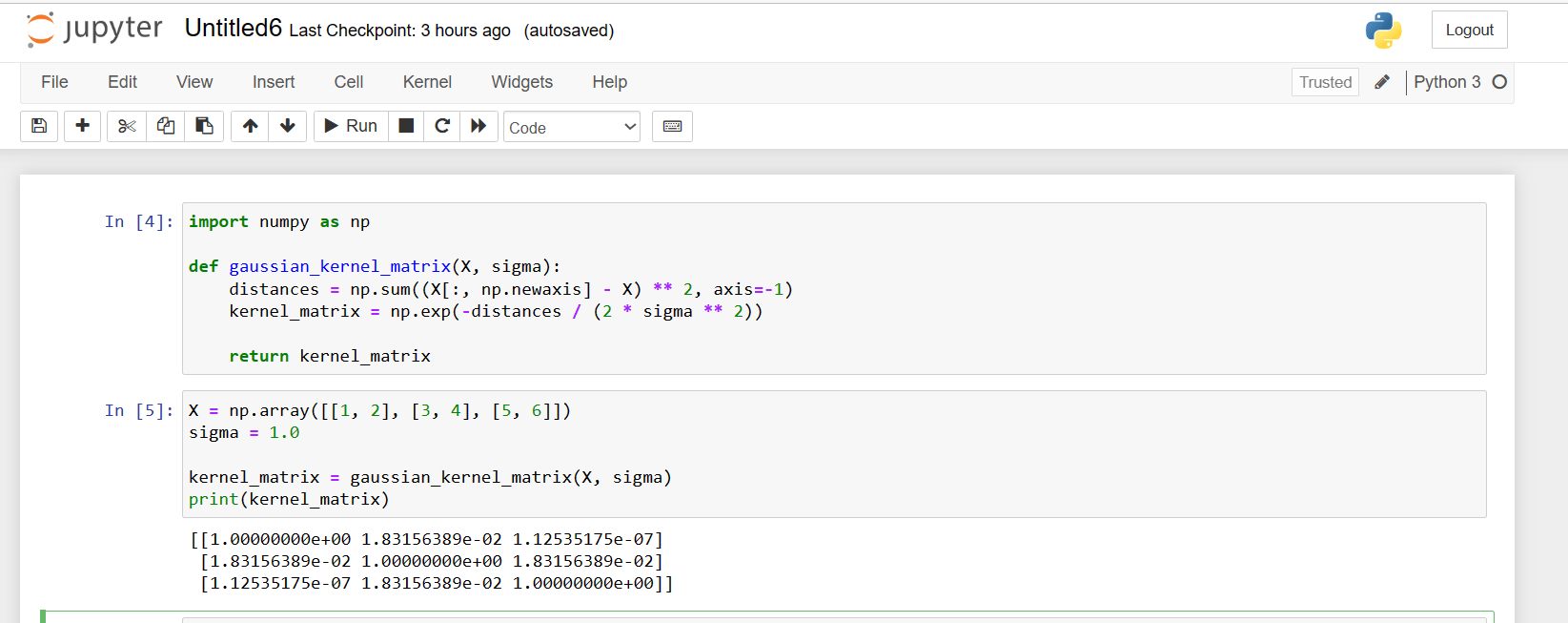 Calculating Gaussian Kernel Matrix Using Numpy AskPython