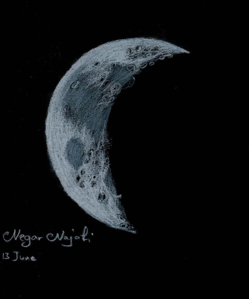 Crescent Moon June 13, 2013 Astronomy Sketch of the Day(03)