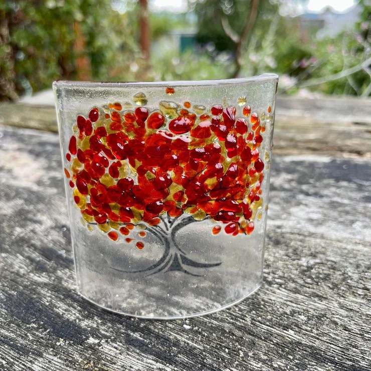 Glass Curve Seasons Autumn Red Aspire Art Glass