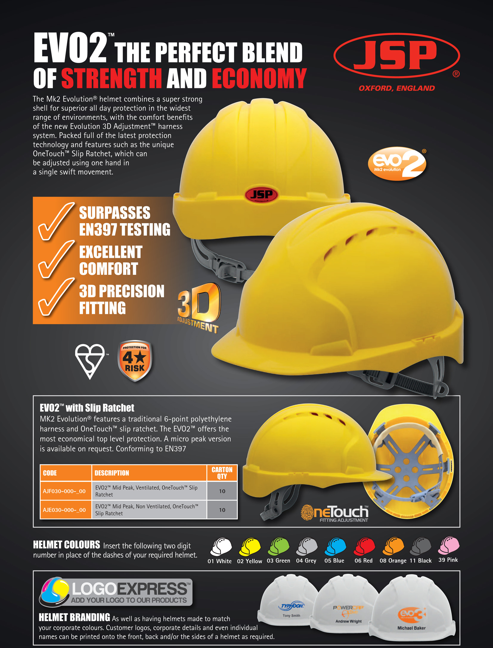 JSP Evo 2 Safety Helmet Hard Hat From Aspli Safety