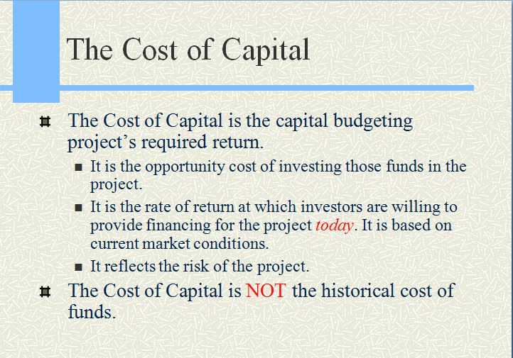 Lecture on The Cost of Capital Assignment Point