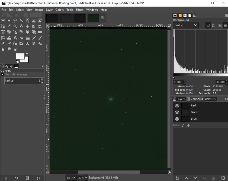 Astronomy tutorial How to load r,g,b images to Gimp