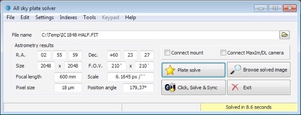 All Sky Plate Solver