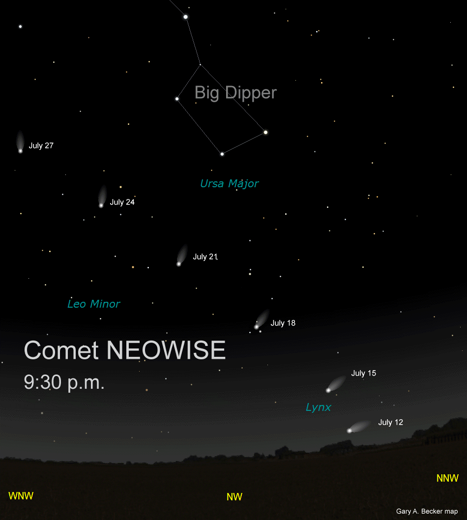Comet Neowise Sky Map StarWatch Moravian College Astronomy