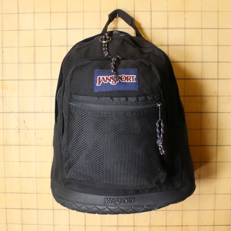 USA JANSPORT ジャンスポーツ リュックサック ブラック ボトムラバー アウトドア バックパック アメリカ古着