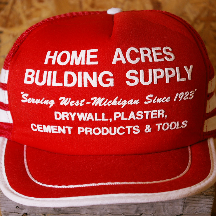 【SAN SUN】古着レッドHOME ACRES BUILDING SUPPLYメッシュキャップcap63 / 古着屋ataco garage