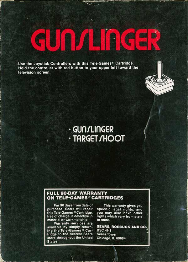 AtariAge Atari 2600 Gunslinger (Sears)