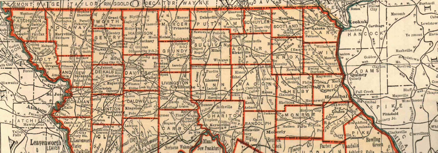 Atchison County, Missouri map of railroads