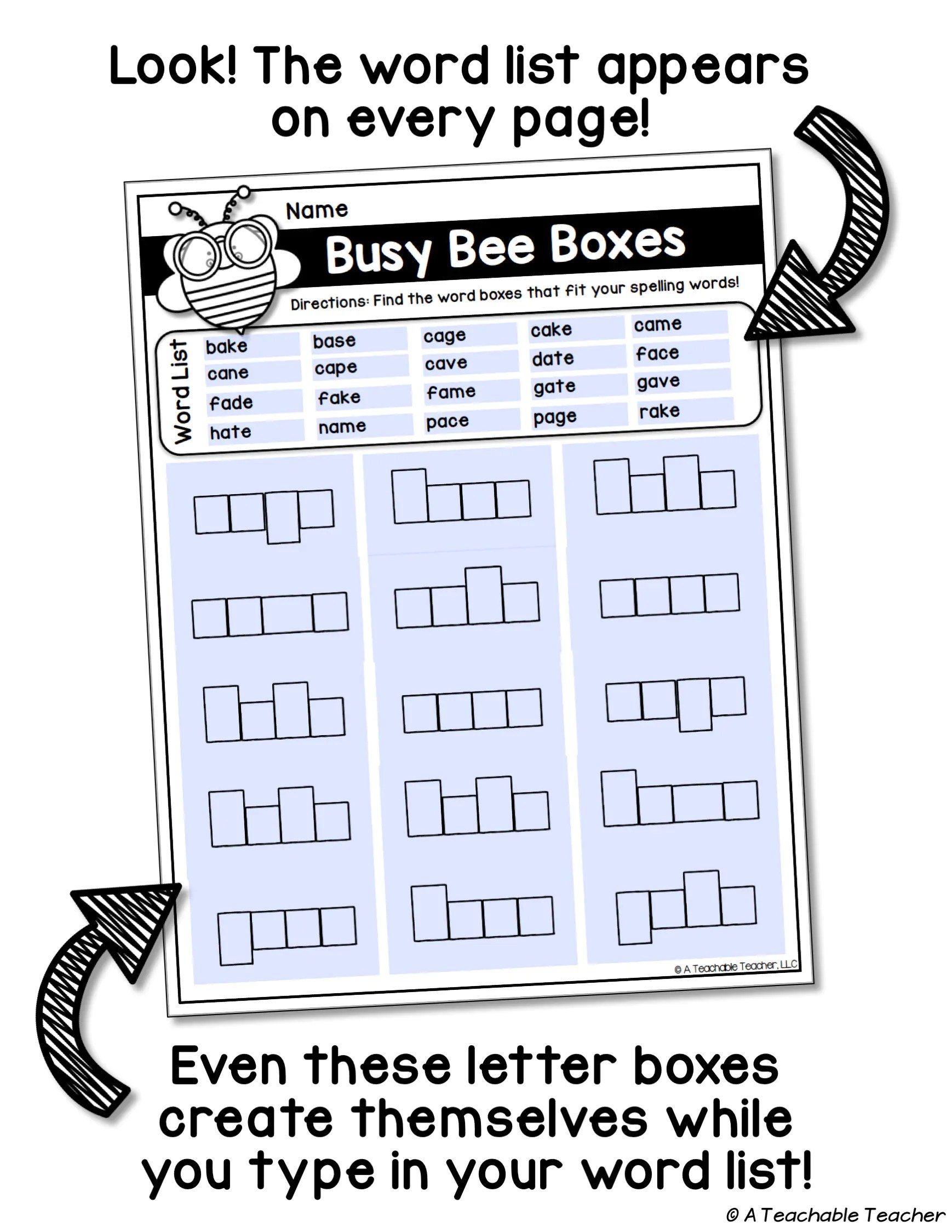 Editable Spelling Activities for ANY List of Words A Teachable Teacher