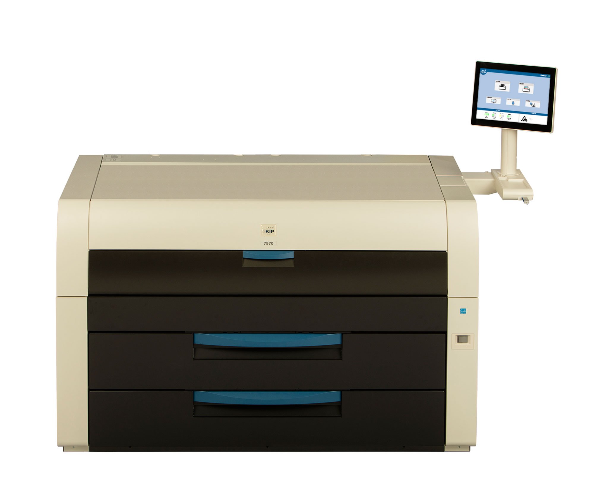 KIP 7974 14D 4 Roll Network Print System with integrated top stacking